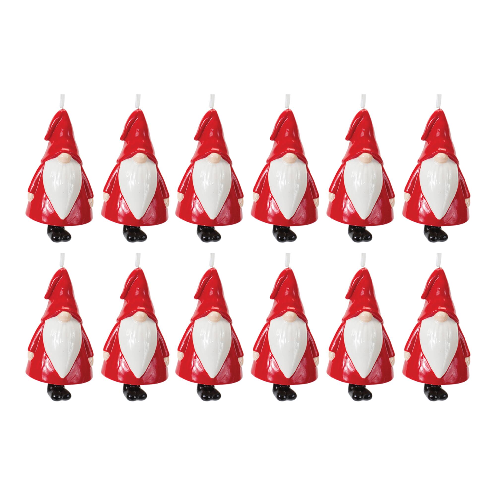 12ct. Ceramic Gnome Bell Ornament